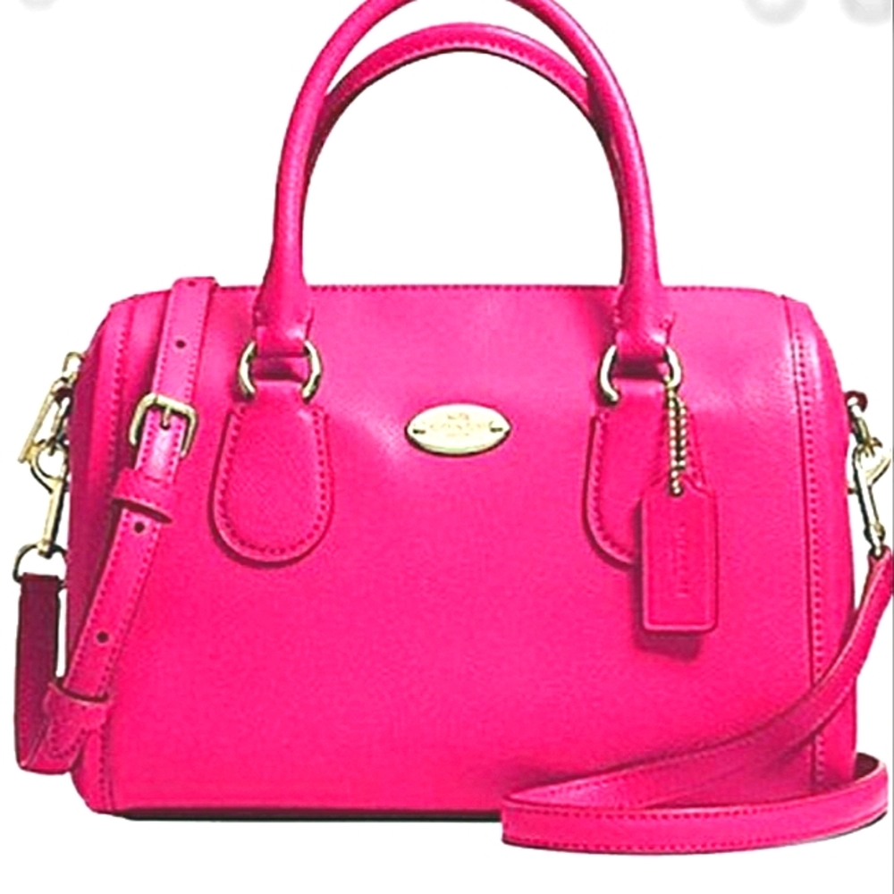 ☆Gorgeous ☆Brand New COACH Ruby Pink Leather Mini Bennett Satchel X-Body